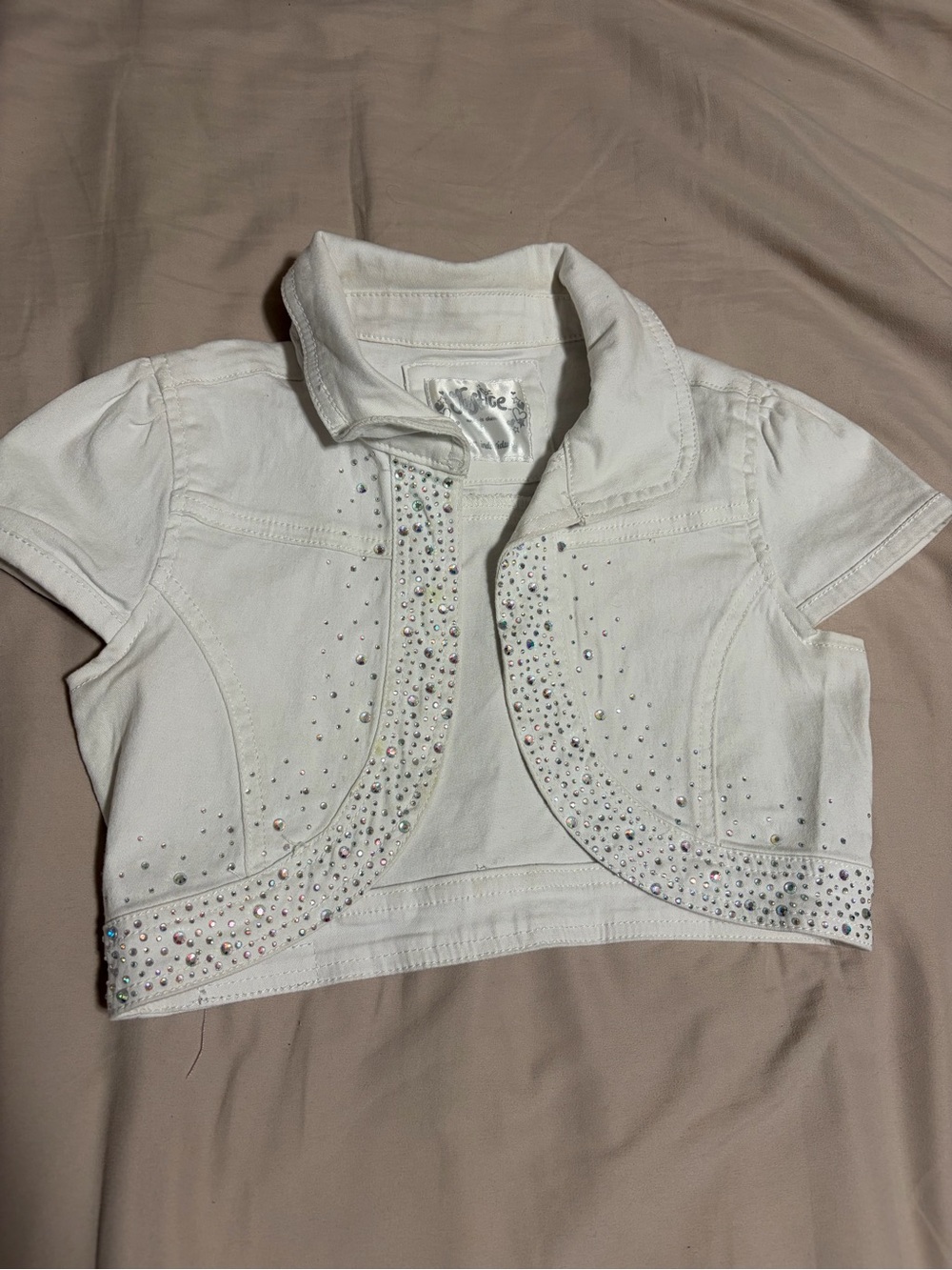Girls White Embellished Short Sleeve Bolero Jacket JUSTICE